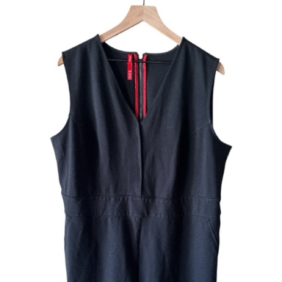 Spanx Perfect Sleeveless Jumpsuit Black 1X Wide Leg Shaping V-Neck Career Chic - Picture 6 of 16